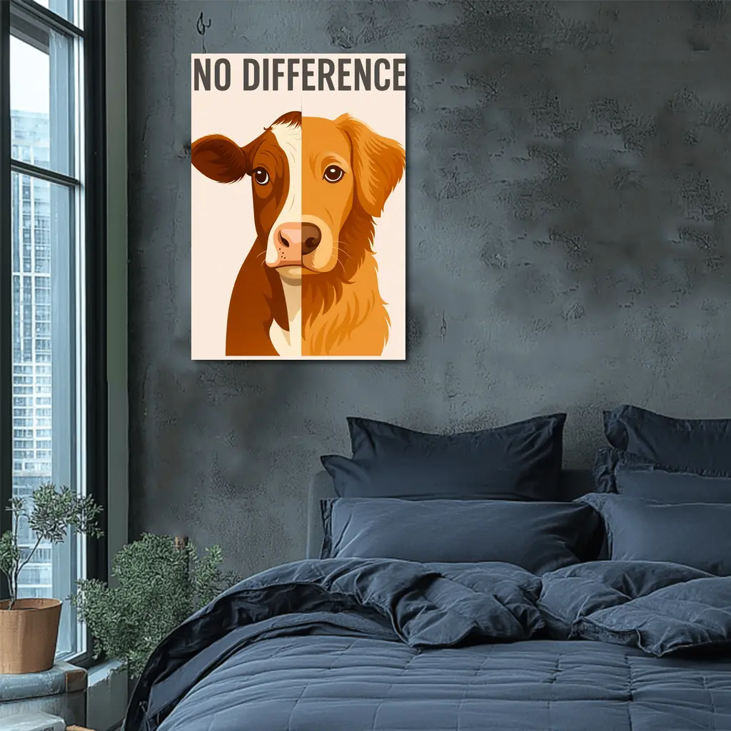 No Difference Cow Dog Split Face Art – Wall Art