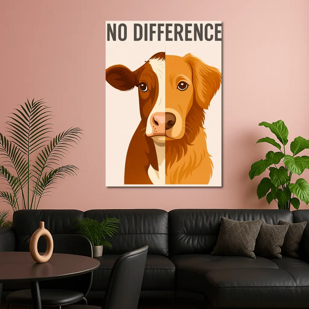 No Difference Cow Dog Split Face Art – Wall Art