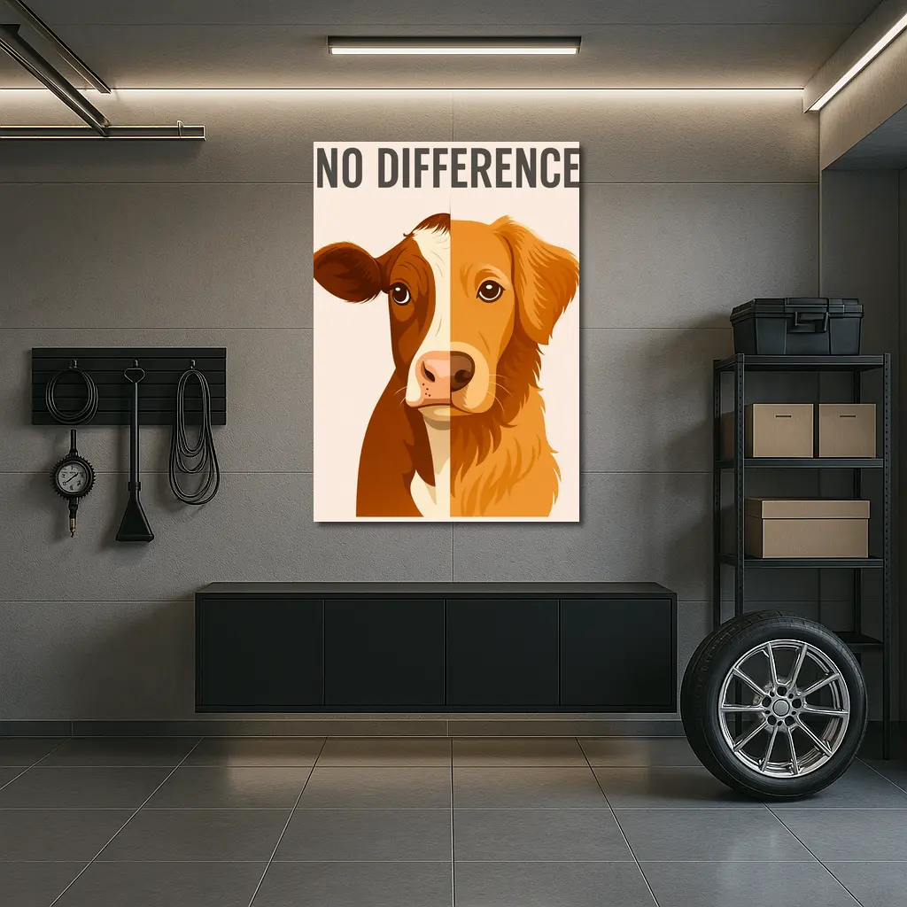 No Difference Cow Dog Split Face Art – Wall Art