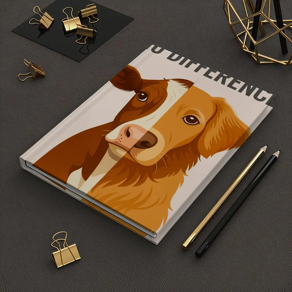 No Difference Cow Dog Split Face Art – Notebooks