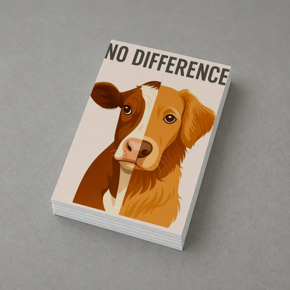 No Difference Cow Dog Split Face Art – Postcards