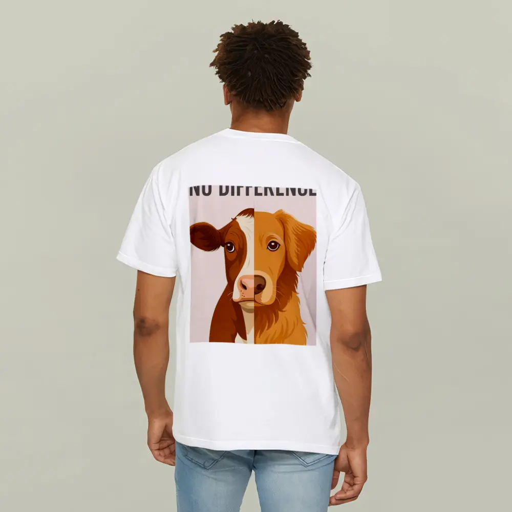 No Difference Cow Dog Split Face Art – T-Shirts
