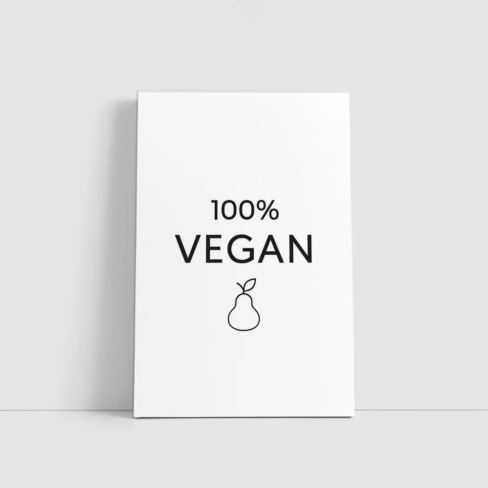 100 Percent Vegan Text Pear Icon White – Wall Art