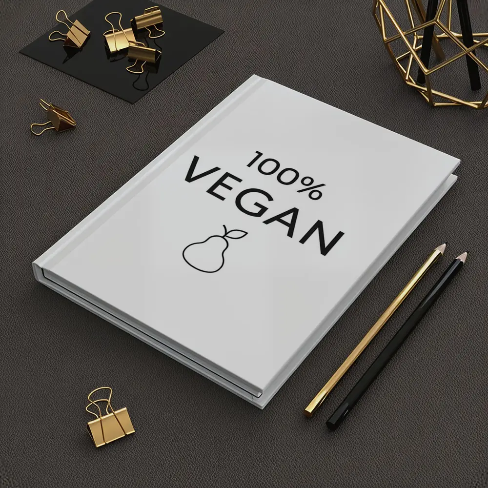 100 Percent Vegan Text Pear Icon White – Notebooks