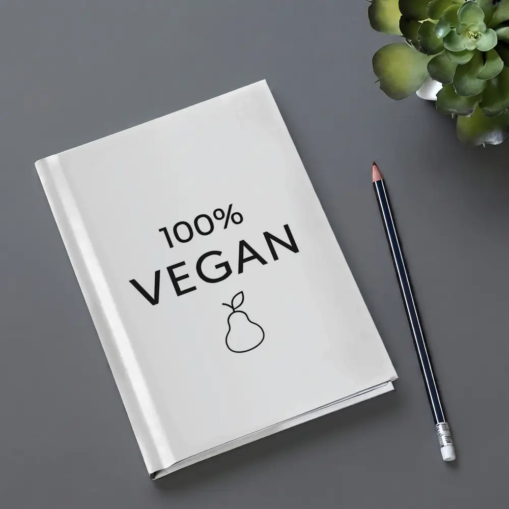 100 Percent Vegan Text Pear Icon White – Notebooks