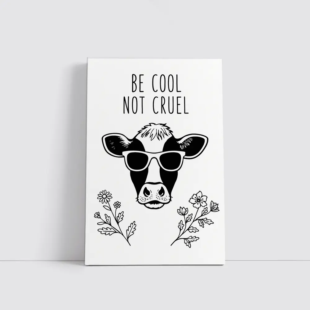 Be Cool Not Cruel Cow Sunglasses Floral – Wall Art