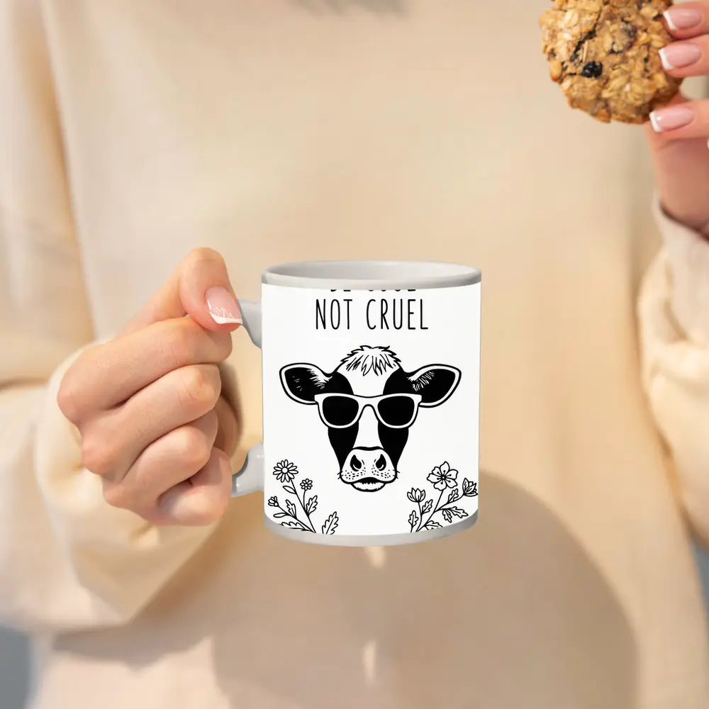 Be Cool Not Cruel Cow Sunglasses Floral – Mugs