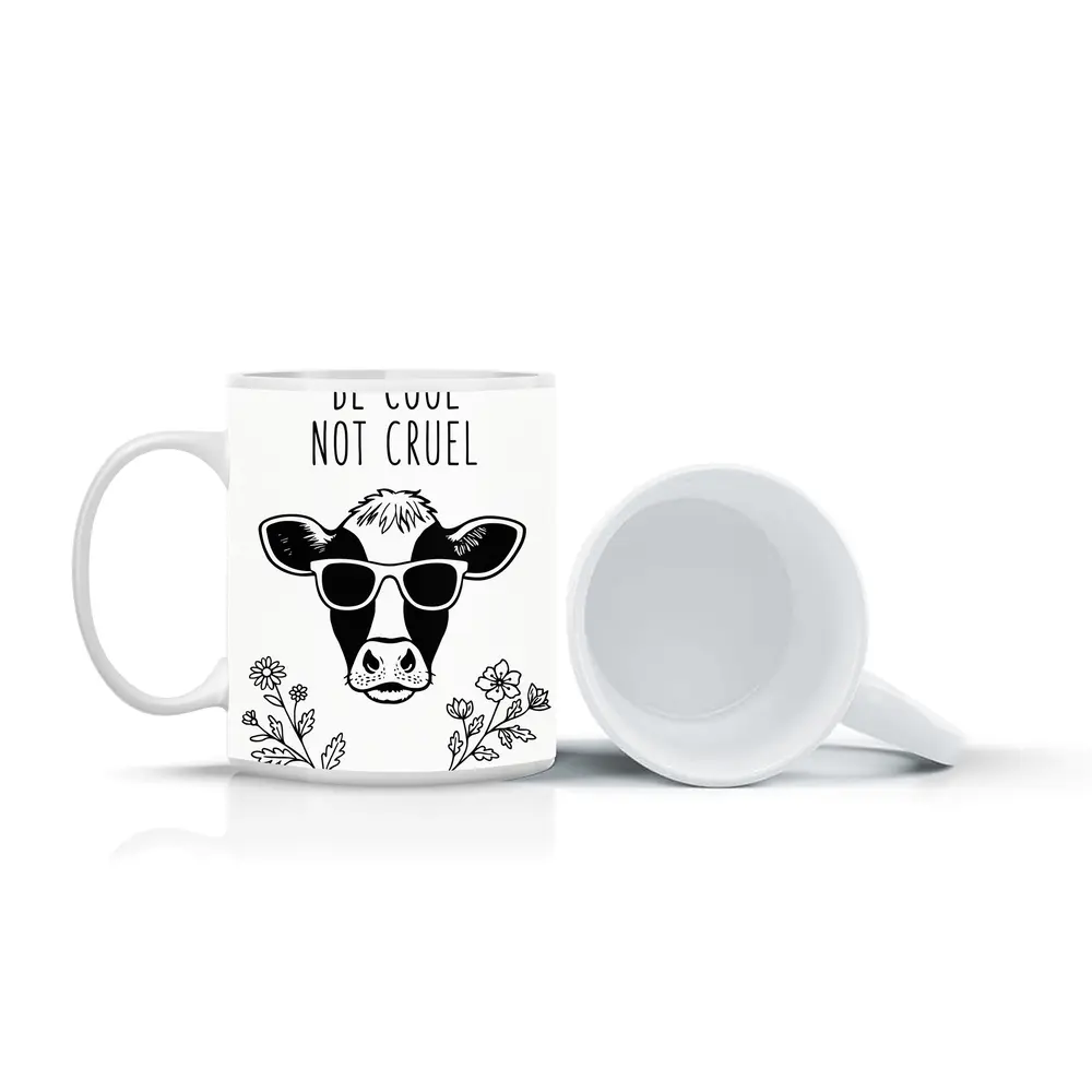 Be Cool Not Cruel Cow Sunglasses Floral – Mugs
