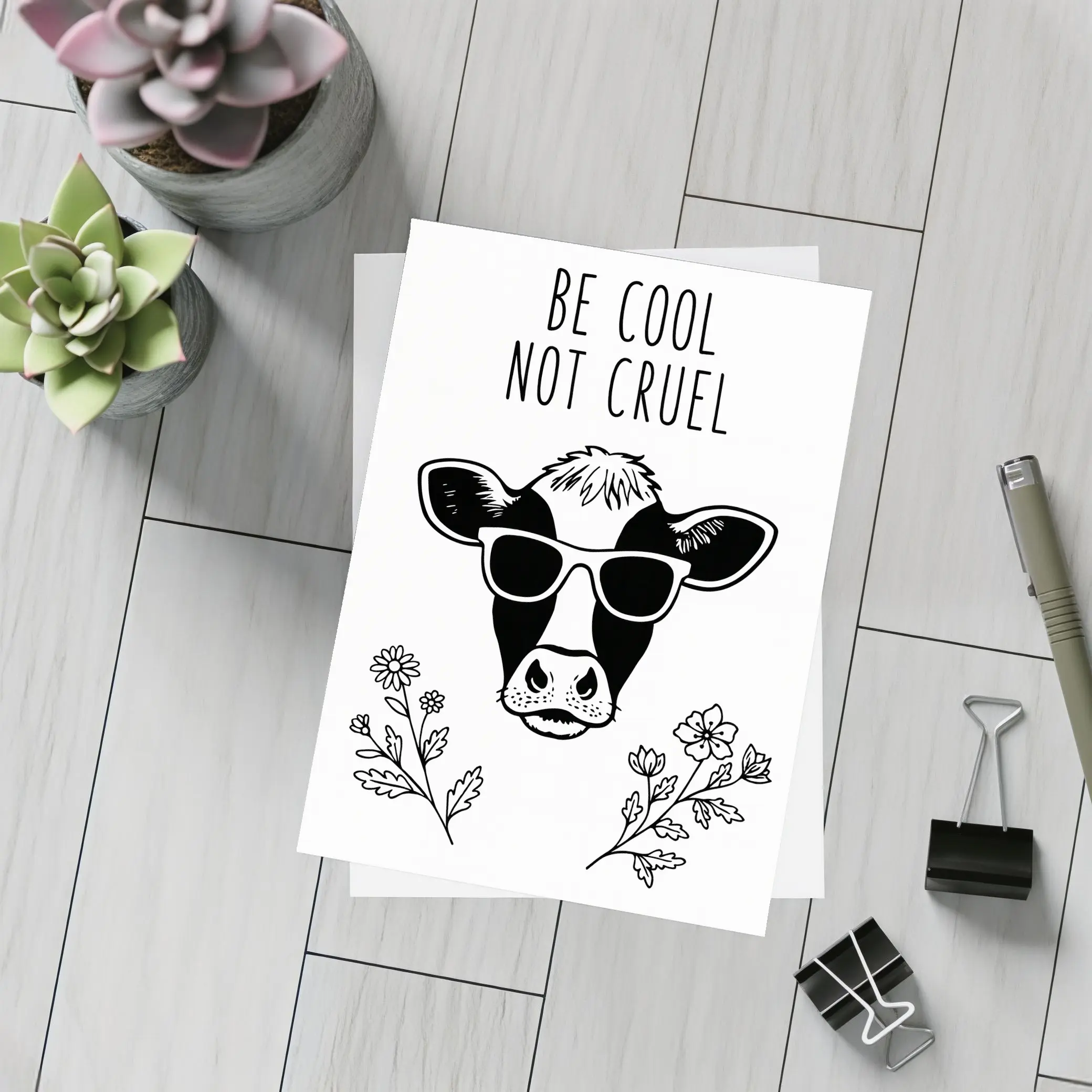 Be Cool Not Cruel Cow Sunglasses Floral – Postcards