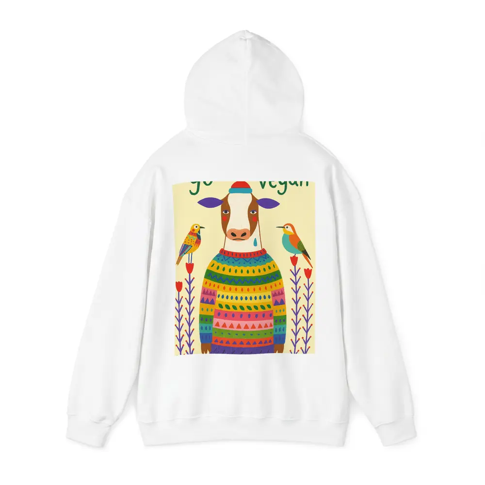 Go Vegan Cow Colorful Sweater Folk Art – Hoodies