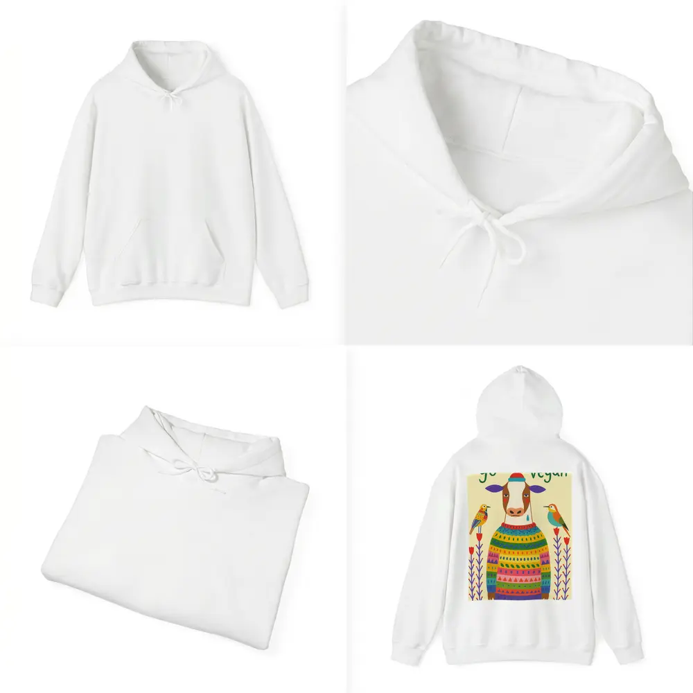 Go Vegan Cow Colorful Sweater Folk Art – Hoodies