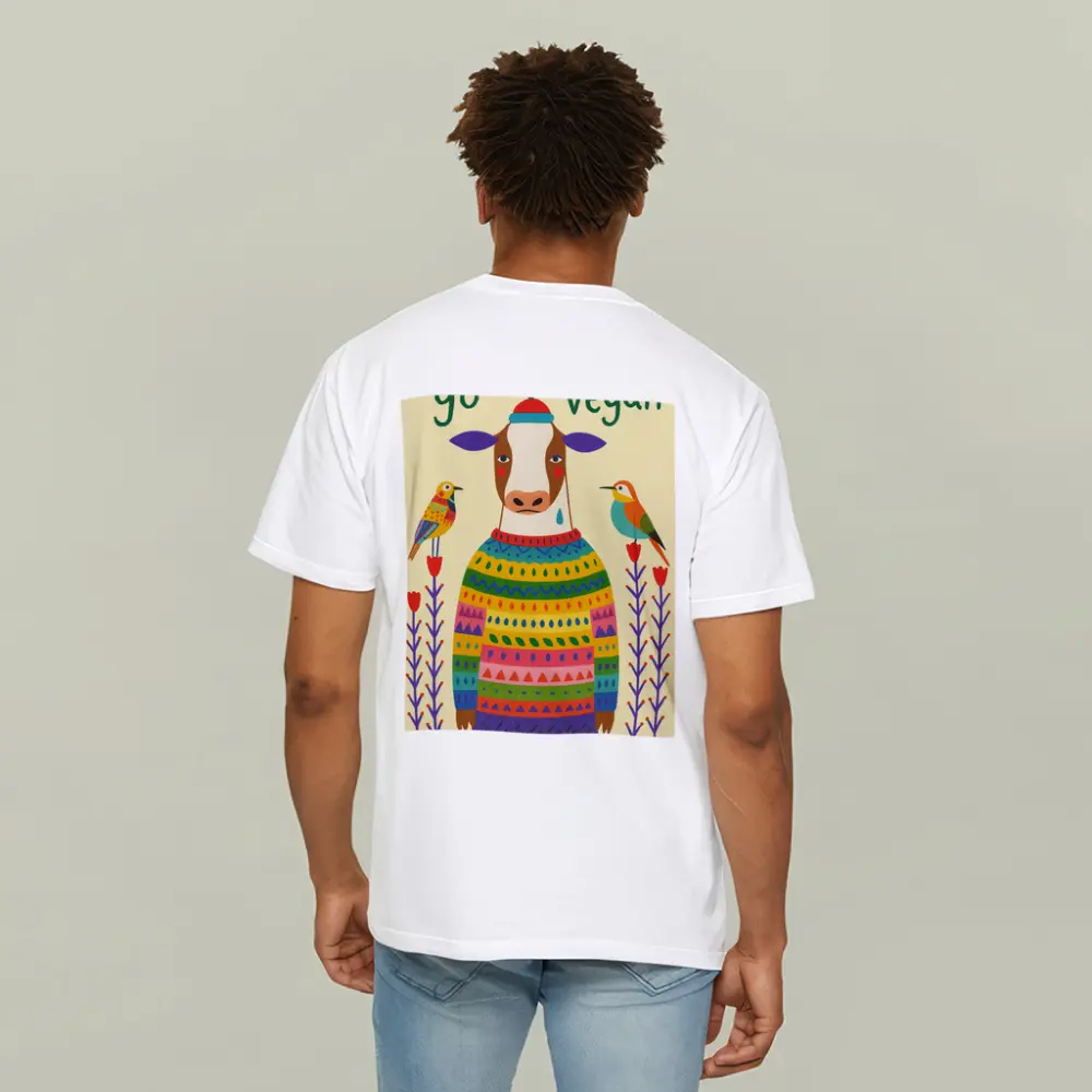 Go Vegan Cow Colorful Sweater Folk Art – T-Shirts