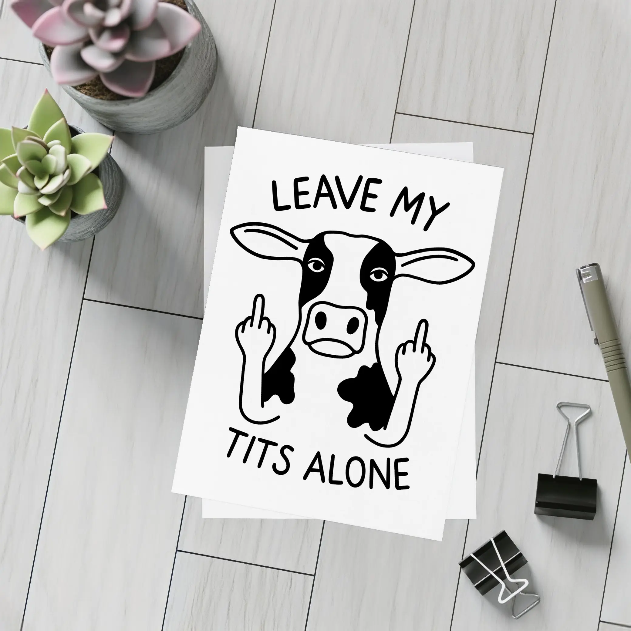 Leave My Tits Alone Funny Cow Art – Postcards
