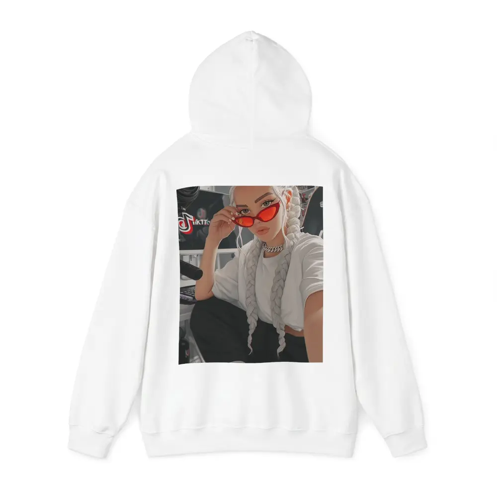 Anime Girl White Braids Red Sunglasses – Hoodies
