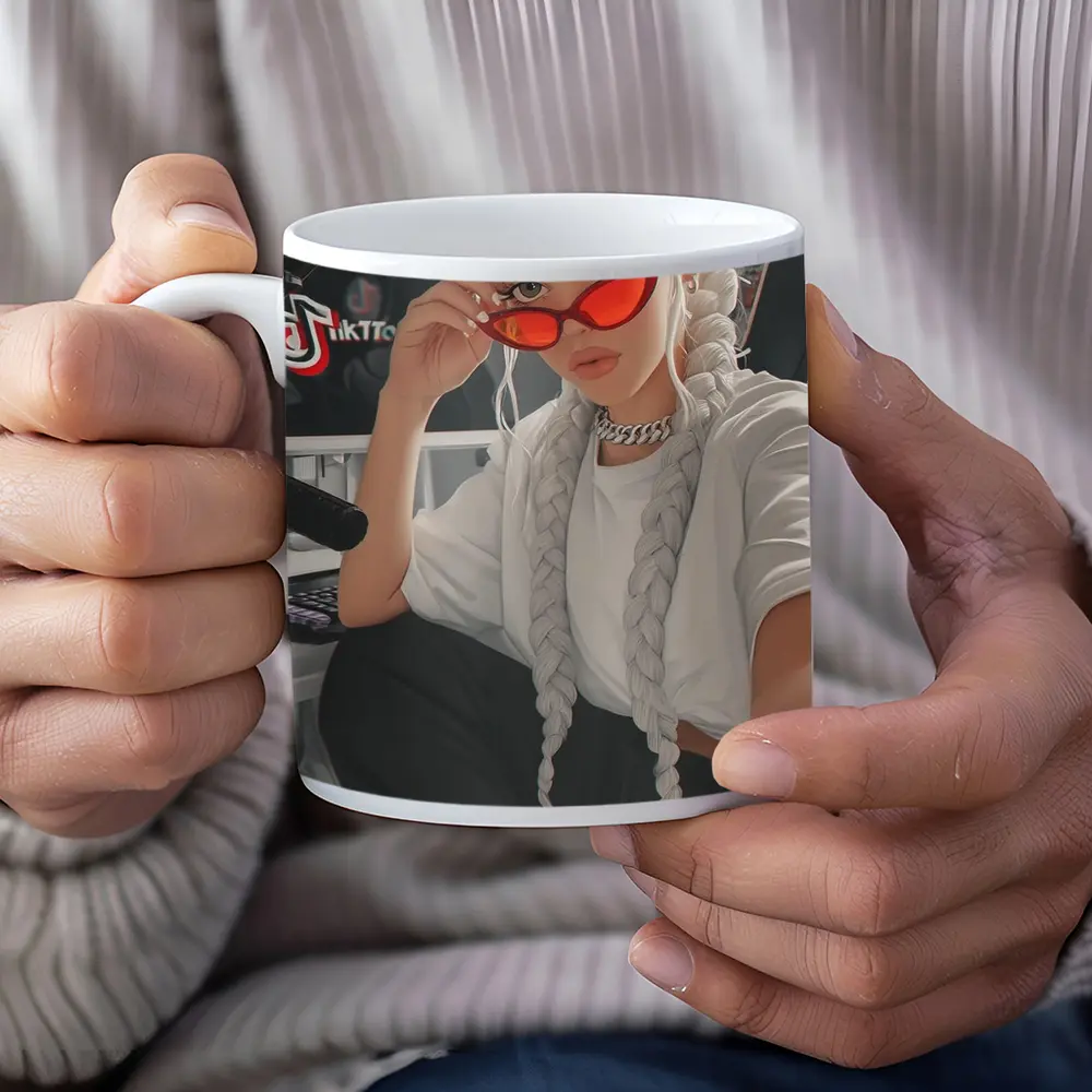 Anime Girl White Braids Red Sunglasses – Mugs