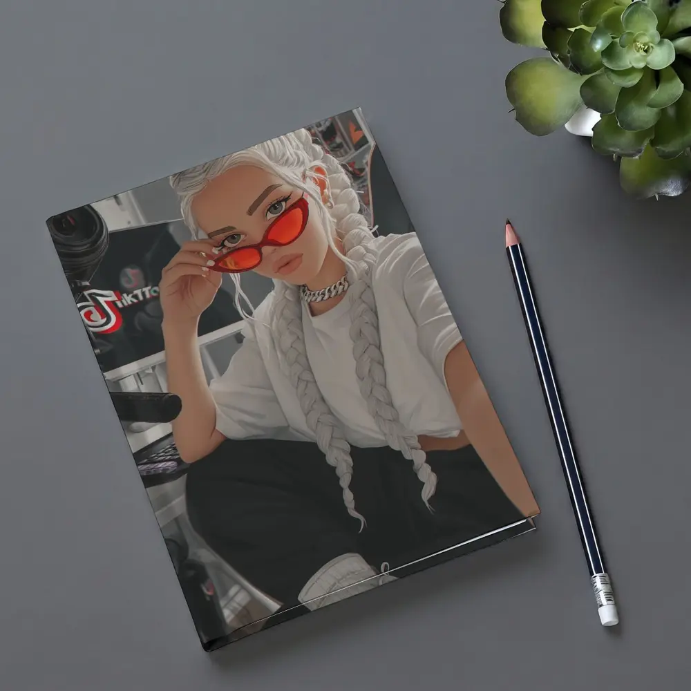 Anime Girl White Braids Red Sunglasses – Notebooks