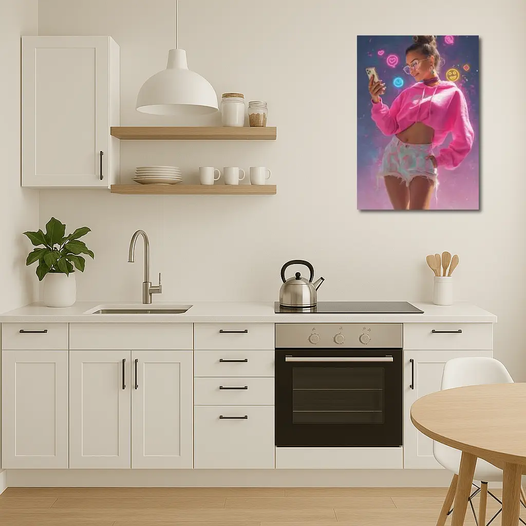 Trendy Girl Neon Social Media Digital Art – Wall Art