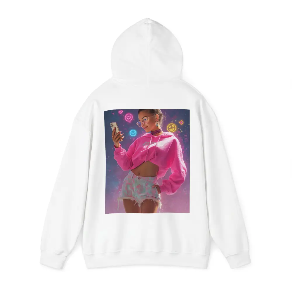 Trendy Girl Neon Social Media Digital Art – Hoodies