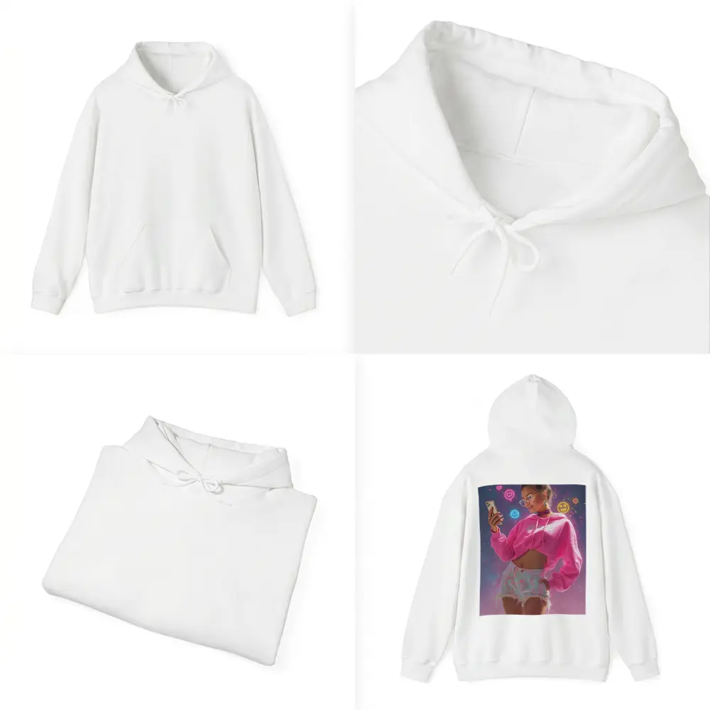 Trendy Girl Neon Social Media Digital Art – Hoodies