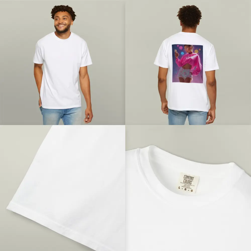 Trendy Girl Neon Social Media Digital Art – T-Shirts