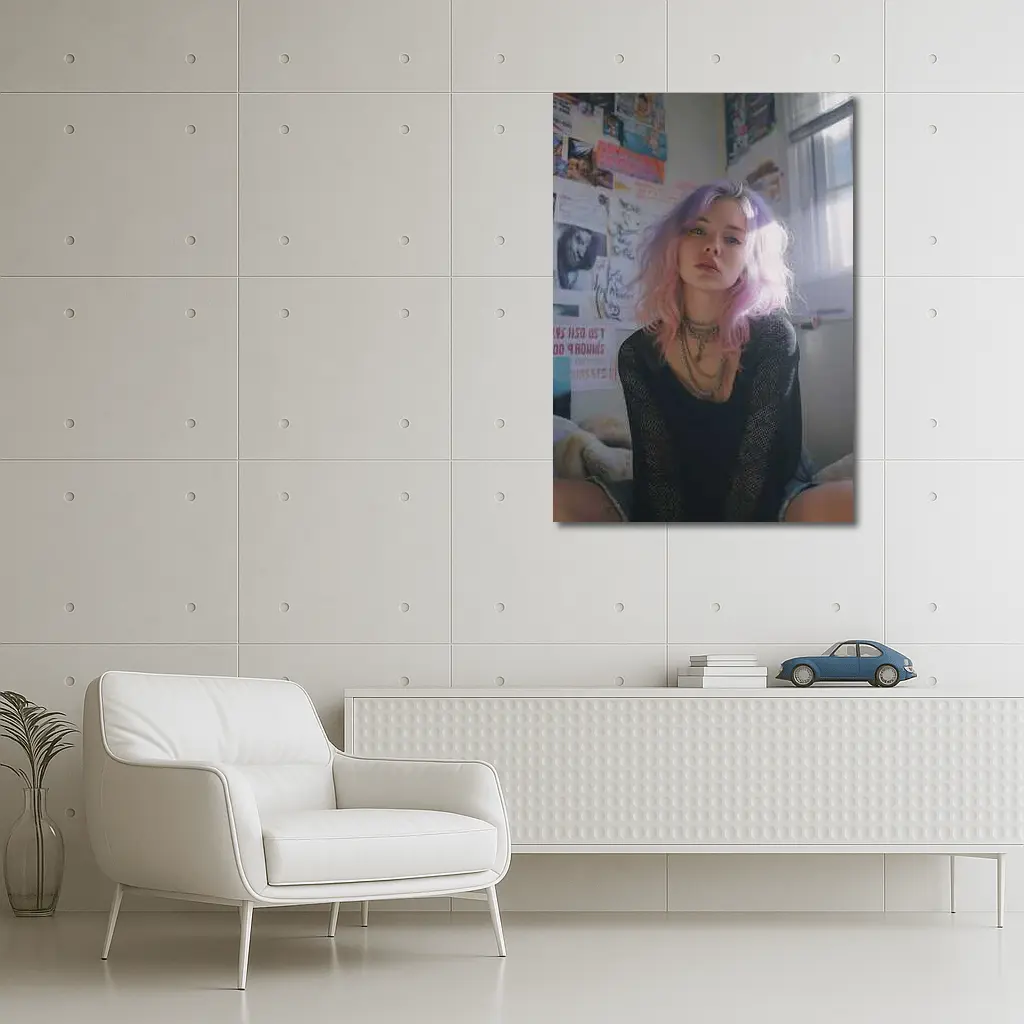 Pink Purple Hair Girl Bedroom Wall Posters – Wall Art