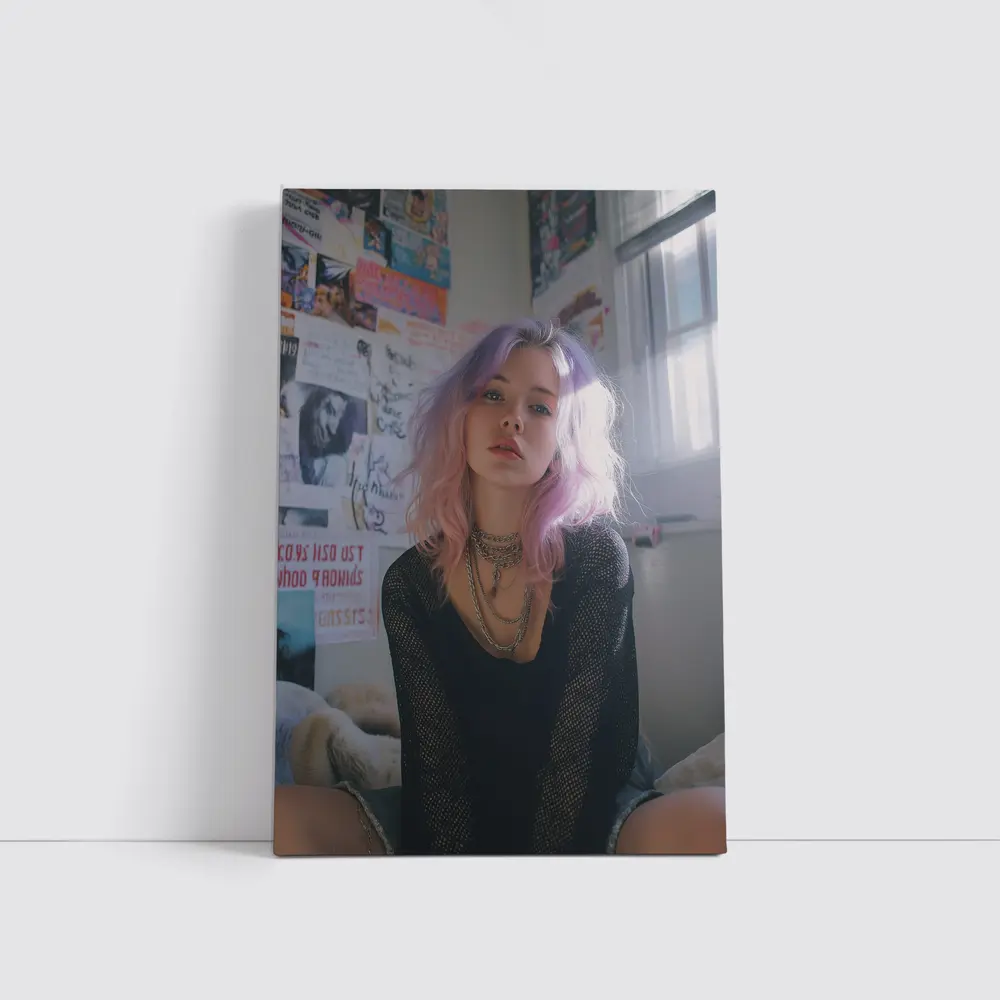 Pink Purple Hair Girl Bedroom Wall Posters – Wall Art