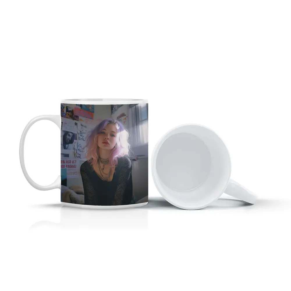 Pink Purple Hair Girl Bedroom Wall Posters – Mugs