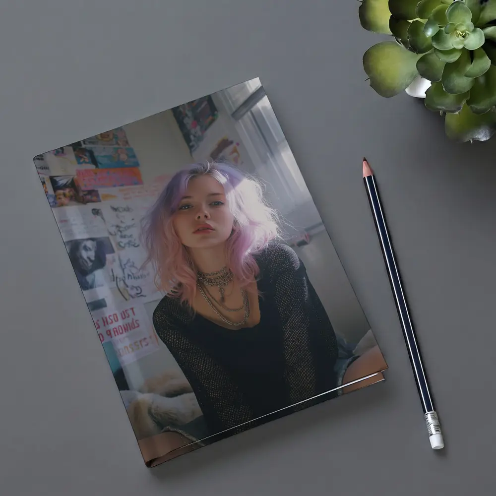 Pink Purple Hair Girl Bedroom Wall Posters – Notebooks