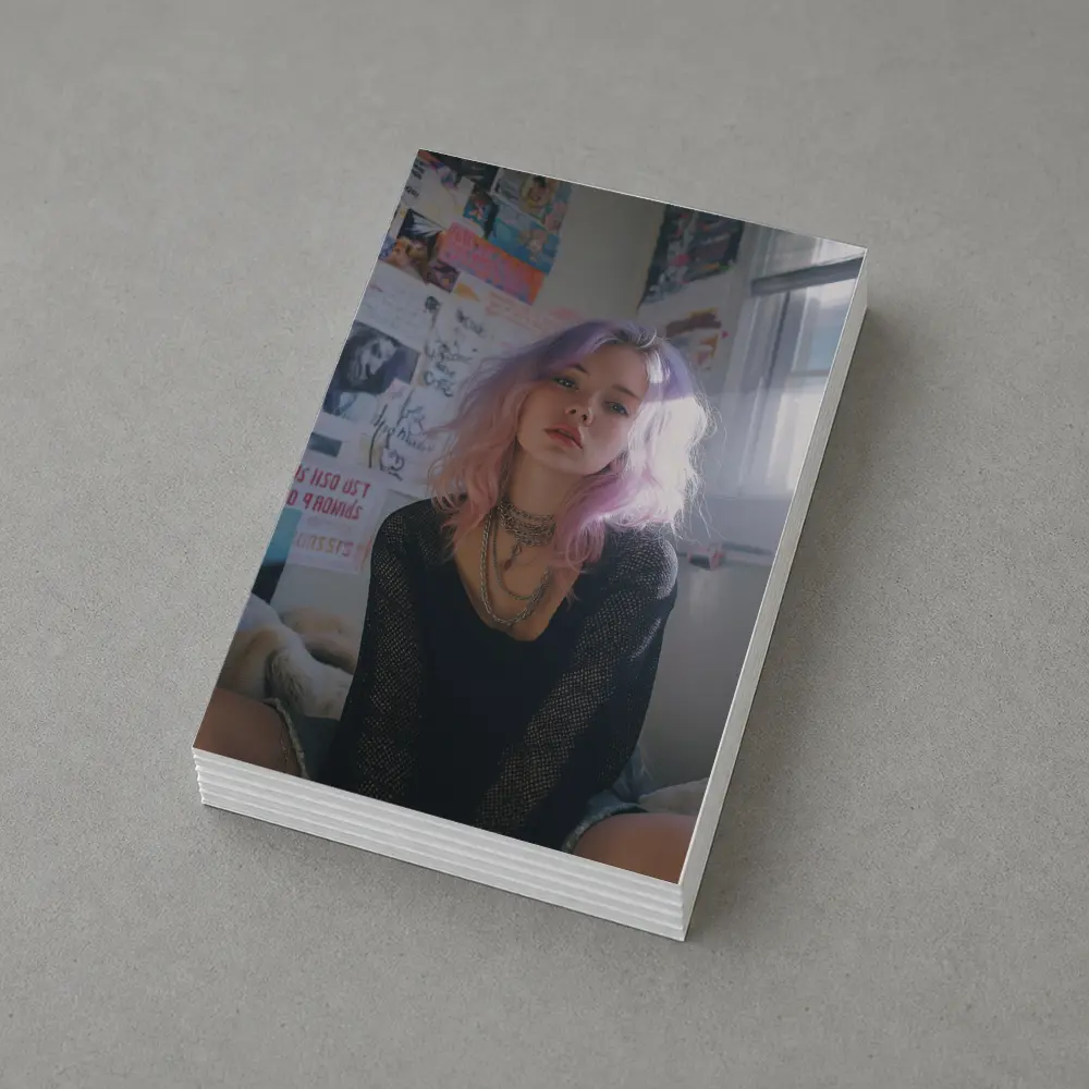 Pink Purple Hair Girl Bedroom Wall Posters – Postcards