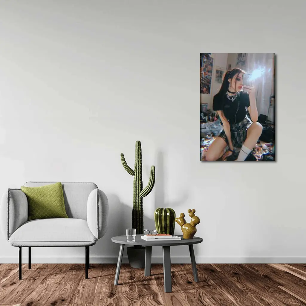Edgy Girl Mirror Selfie Dark Aesthetic Room – Wall Art