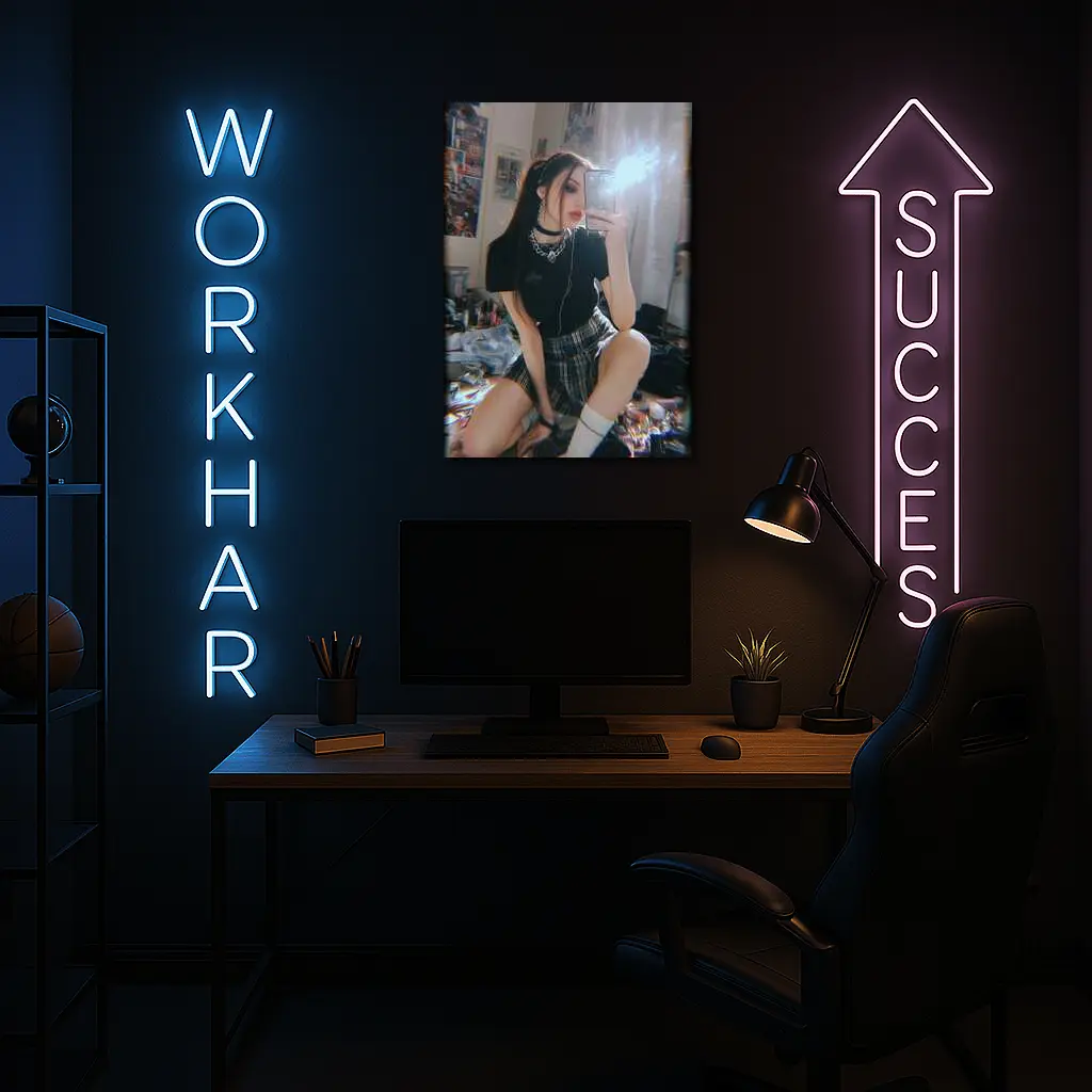 Edgy Girl Mirror Selfie Dark Aesthetic Room – Wall Art