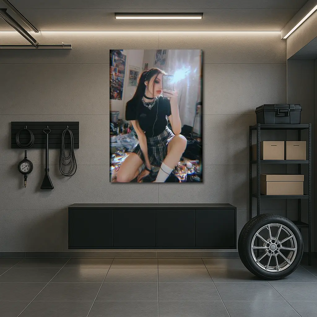 Edgy Girl Mirror Selfie Dark Aesthetic Room – Wall Art