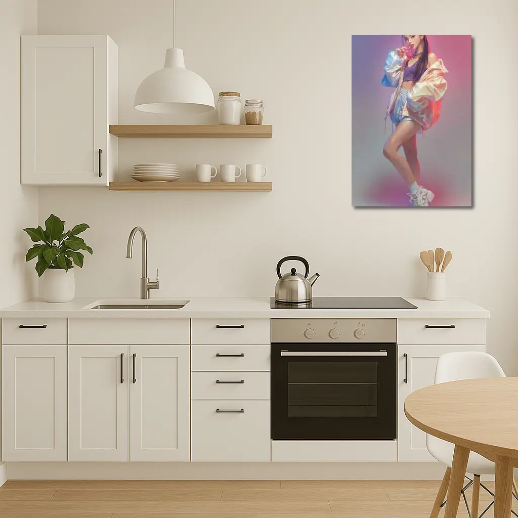 K-Pop Girl Pastel Gradient Fashion Portrait – Wall Art