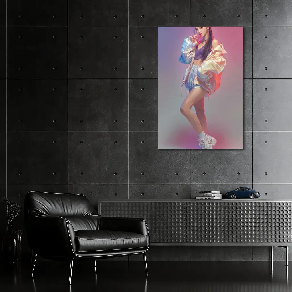 K-Pop Girl Pastel Gradient Fashion Portrait – Wall Art