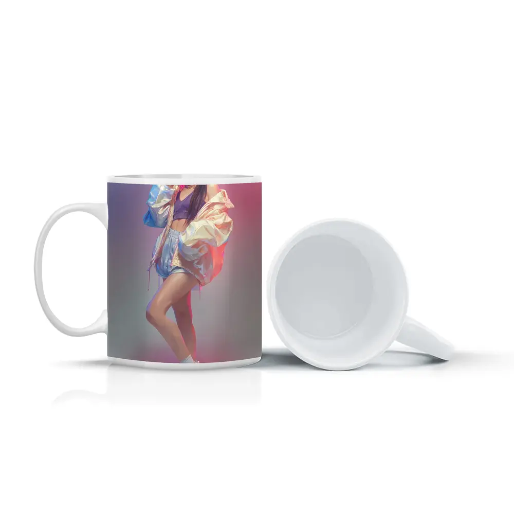 K-Pop Girl Pastel Gradient Fashion Portrait – Mugs