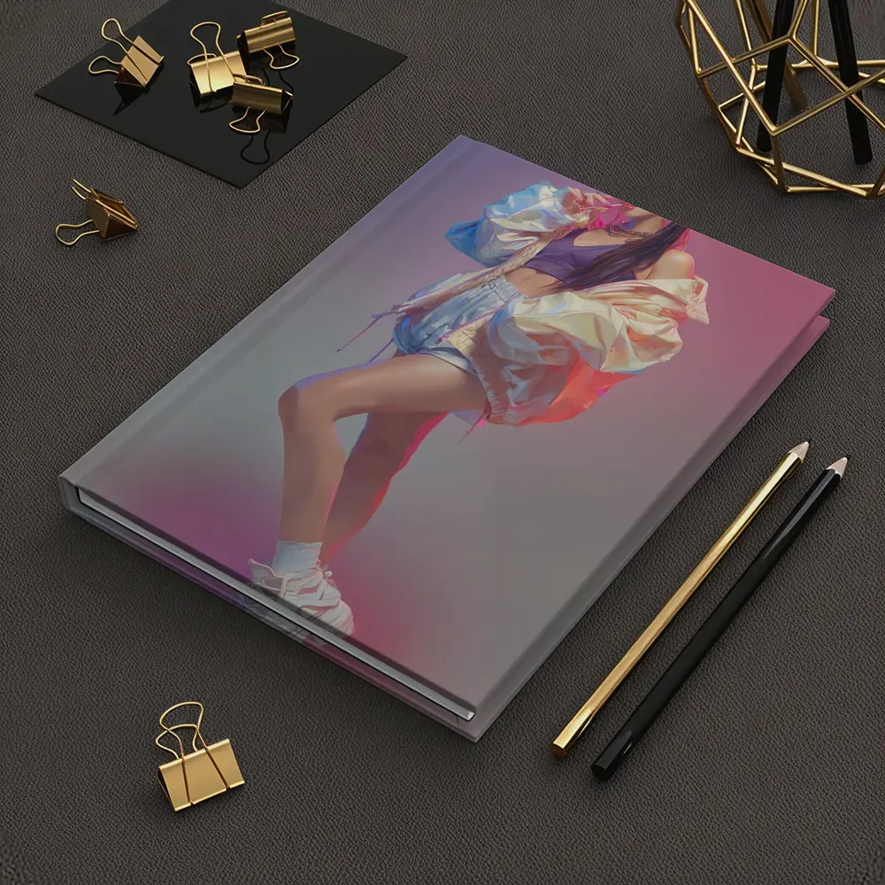 K-Pop Girl Pastel Gradient Fashion Portrait – Notebooks