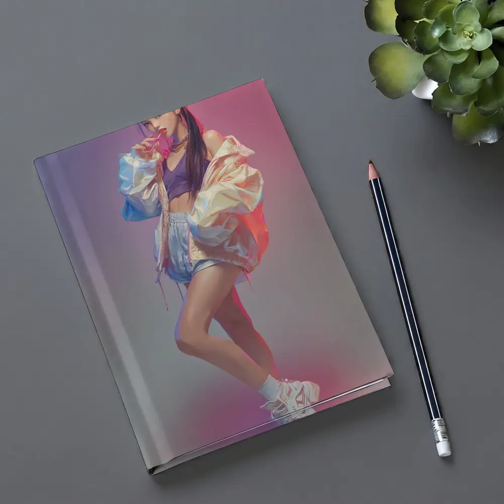 K-Pop Girl Pastel Gradient Fashion Portrait – Notebooks