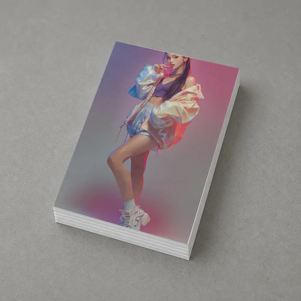 K-Pop Girl Pastel Gradient Fashion Portrait – Postcards