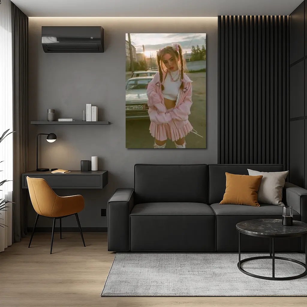 Pink Outfit Girl Urban Street Sunset – Wall Art