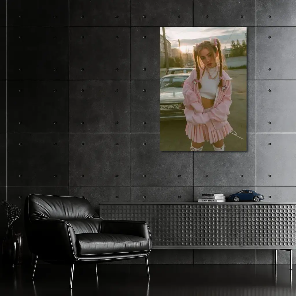Pink Outfit Girl Urban Street Sunset – Wall Art