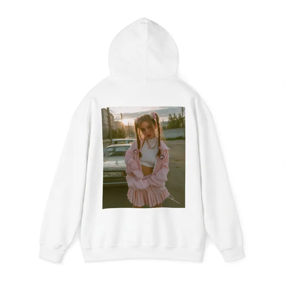Pink Outfit Girl Urban Street Sunset – Hoodies