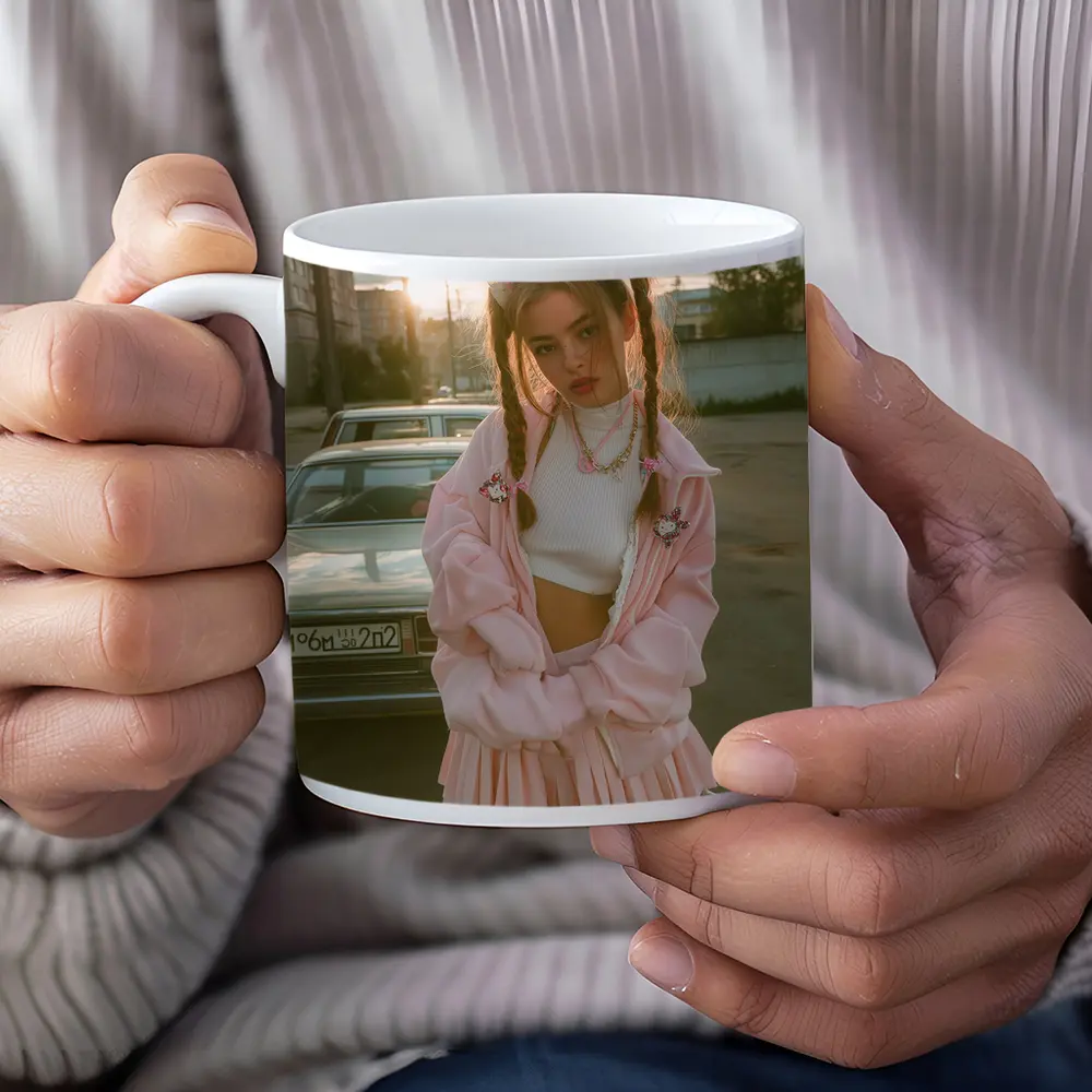 Pink Outfit Girl Urban Street Sunset – Mugs