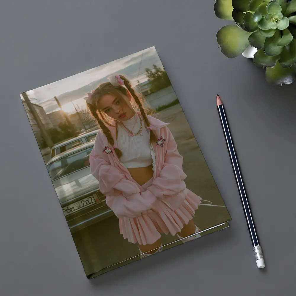 Pink Outfit Girl Urban Street Sunset – Notebooks