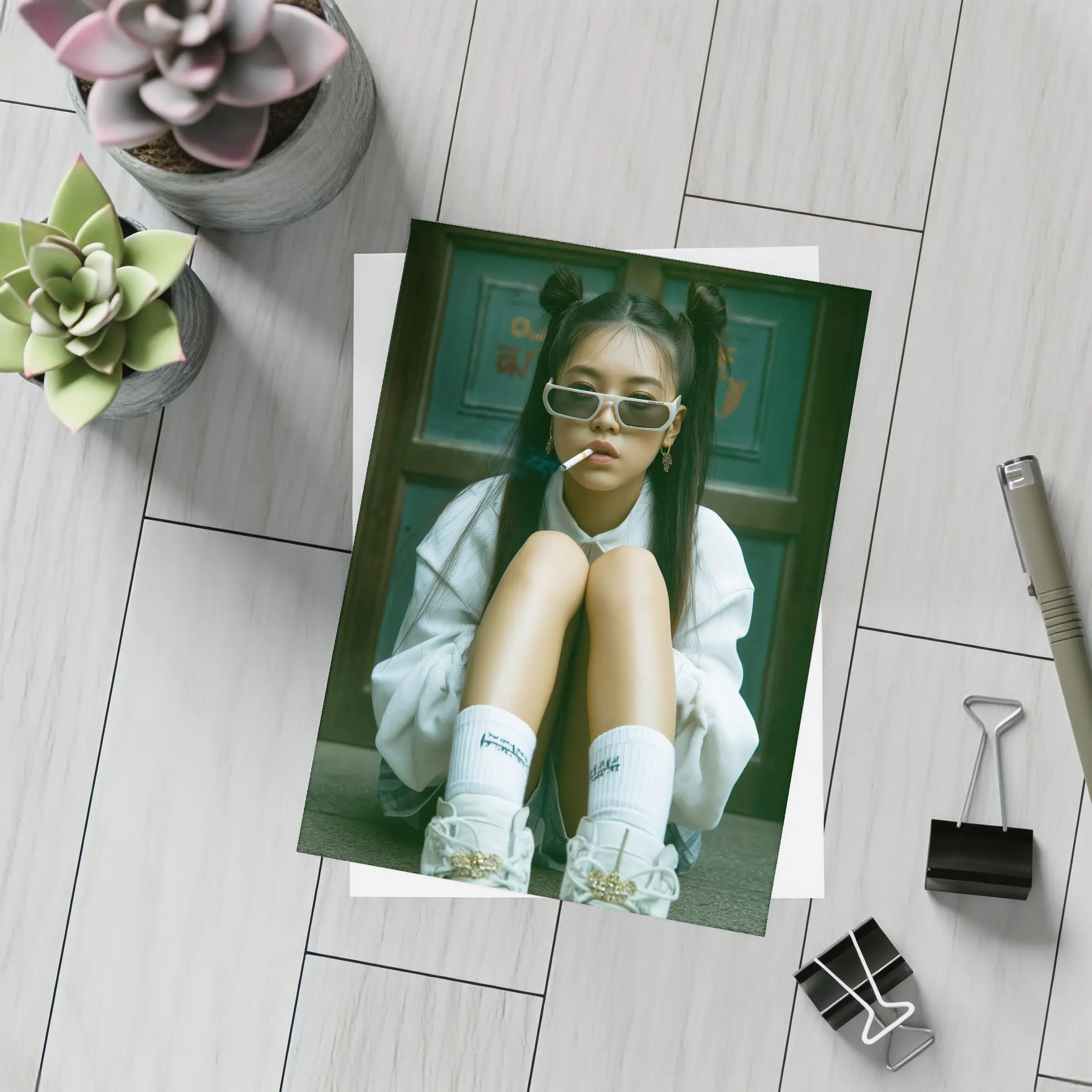 Young Asian Girl Street Style Urban Portrait – Postcards