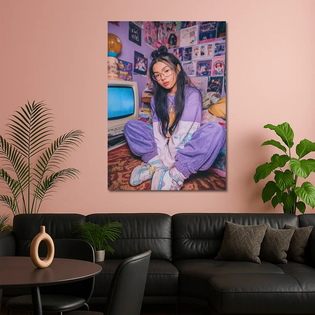Y2K Aesthetic Girl Retro Bedroom Purple – Wall Art