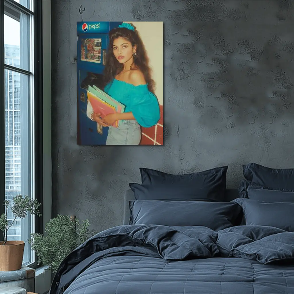 Retro Eighties Girl School Hallway Pepsi – Wall Art