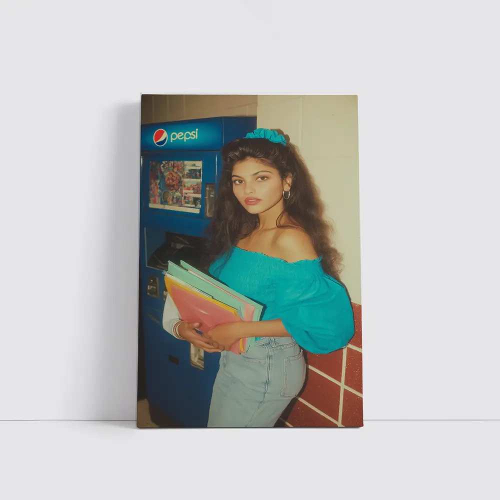 Retro Eighties Girl School Hallway Pepsi – Wall Art