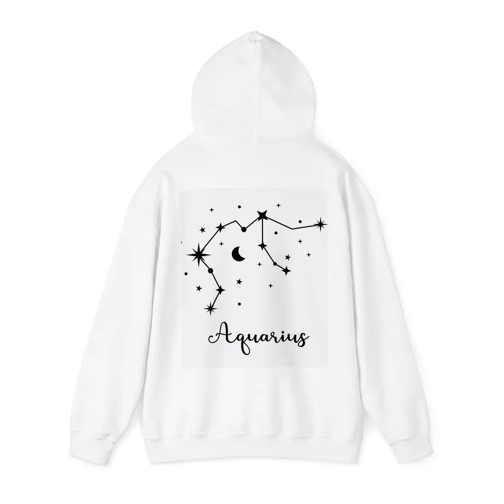 Aquarius Constellation Stars Moon Black White – Hoodies