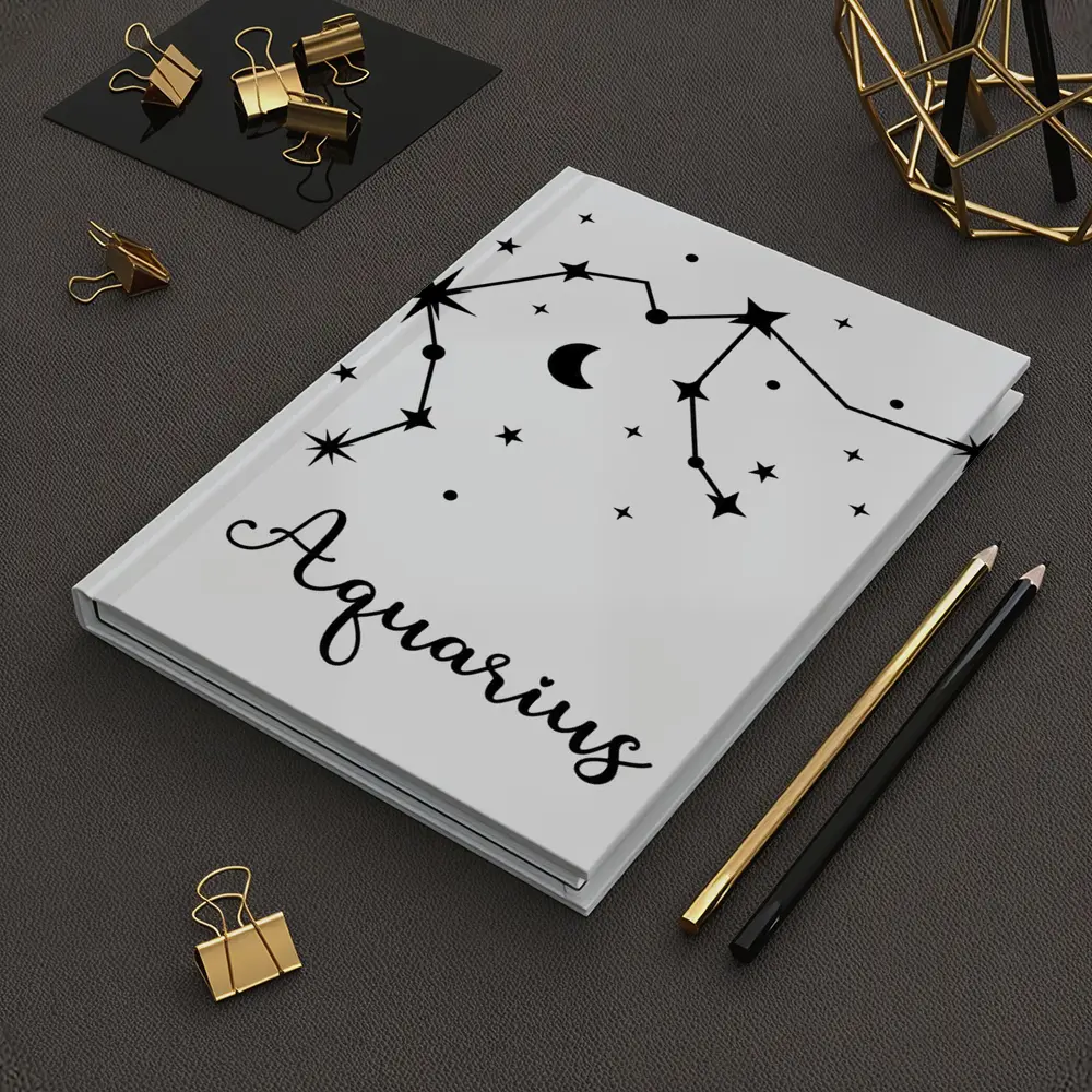Aquarius Constellation Stars Moon Black White – Notebooks