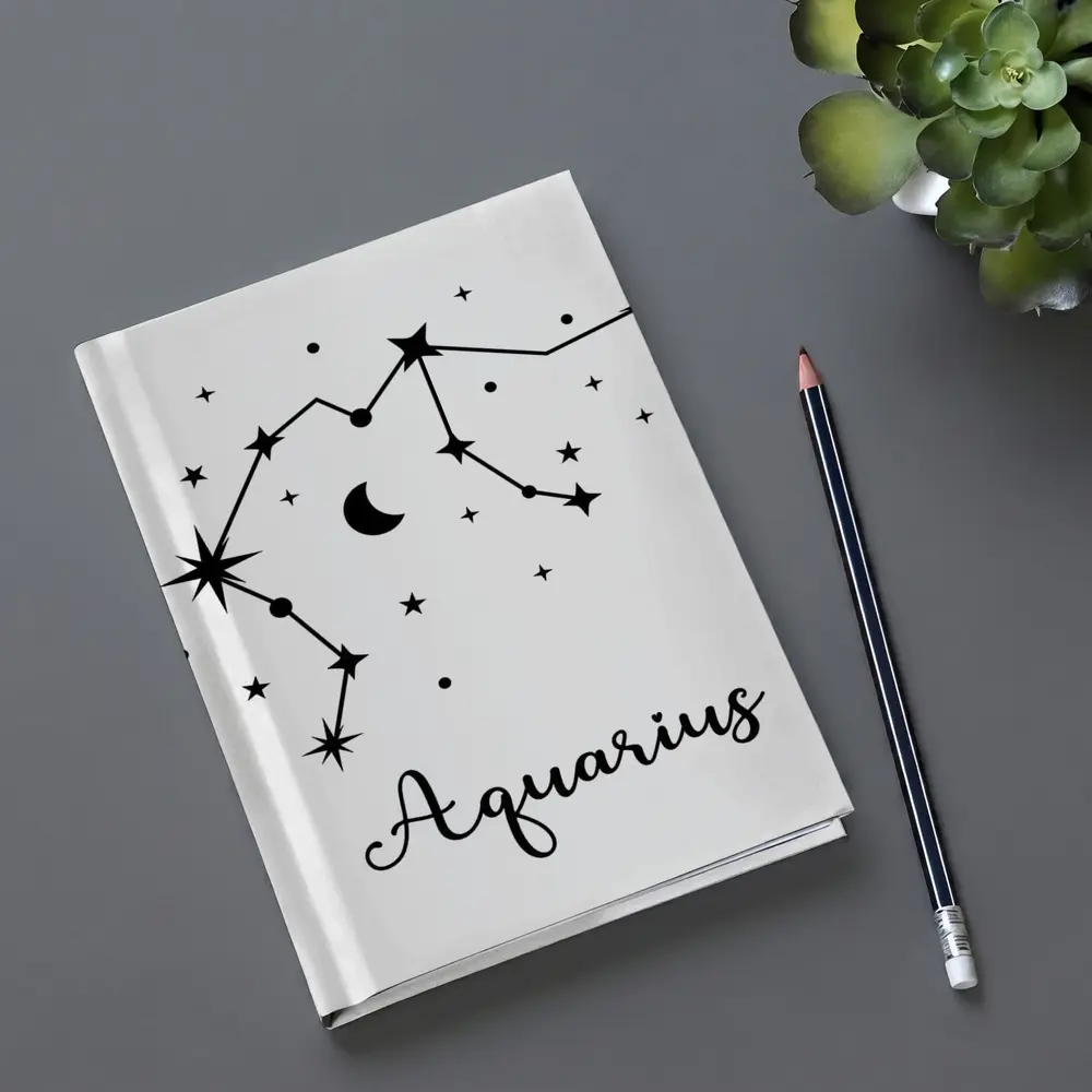 Aquarius Constellation Stars Moon Black White – Notebooks